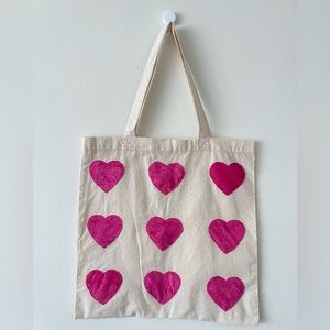 Fuzzy Pink Hearts Tote Bag